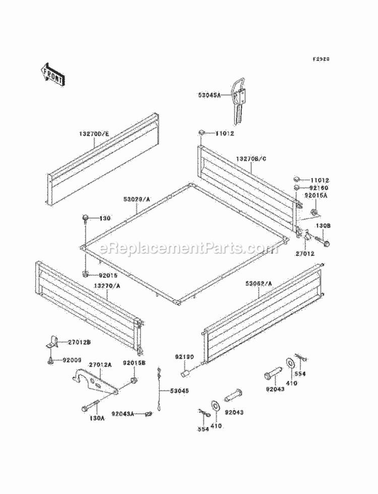 Carriers Diagram and Parts List for KAF300-C6  Kawasaki 