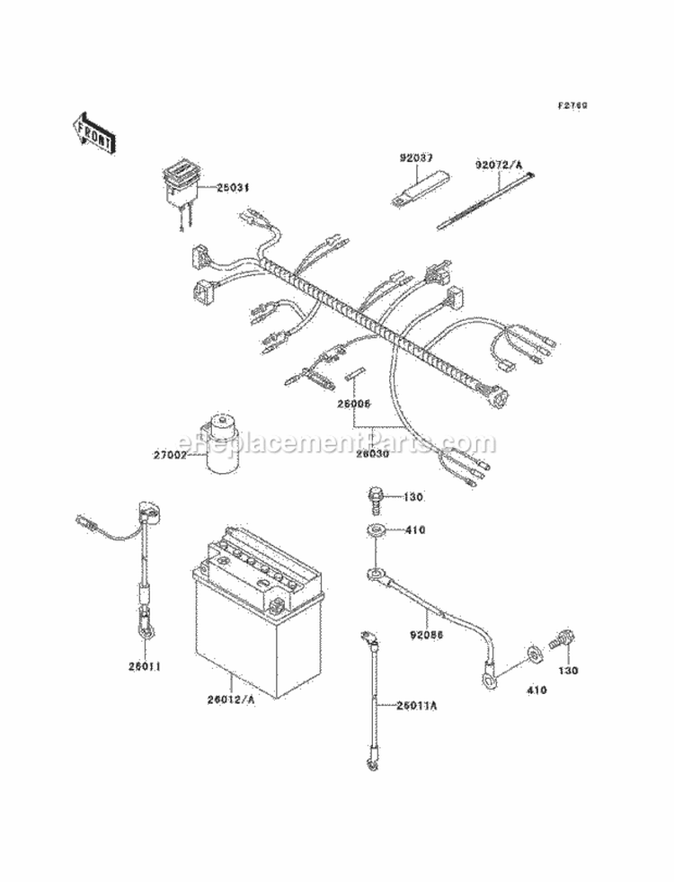 Chassis Electrical Equipment Diagram and Parts List for KAF300-D2  Kawasaki 