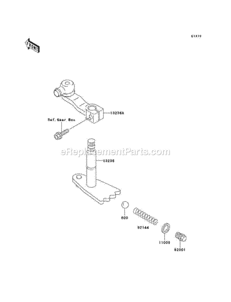 Gear Change Mechanism Diagram and Parts List for KAF300-C6  Kawasaki 