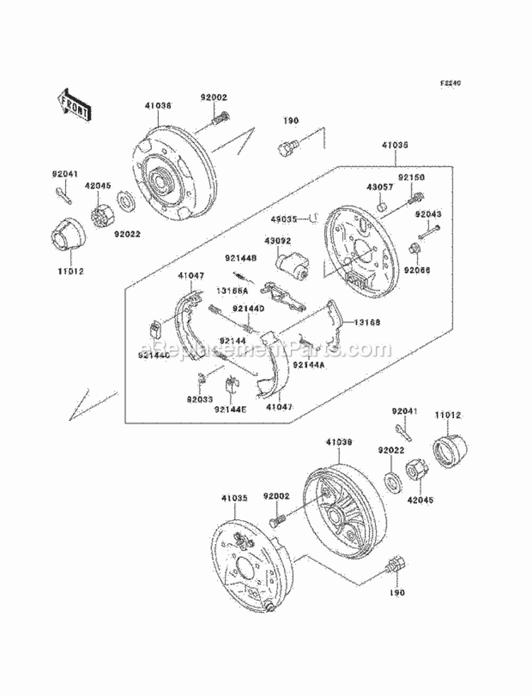 Rear Hubs/Brakes Diagram and Parts List for KAF300-C6  Kawasaki 