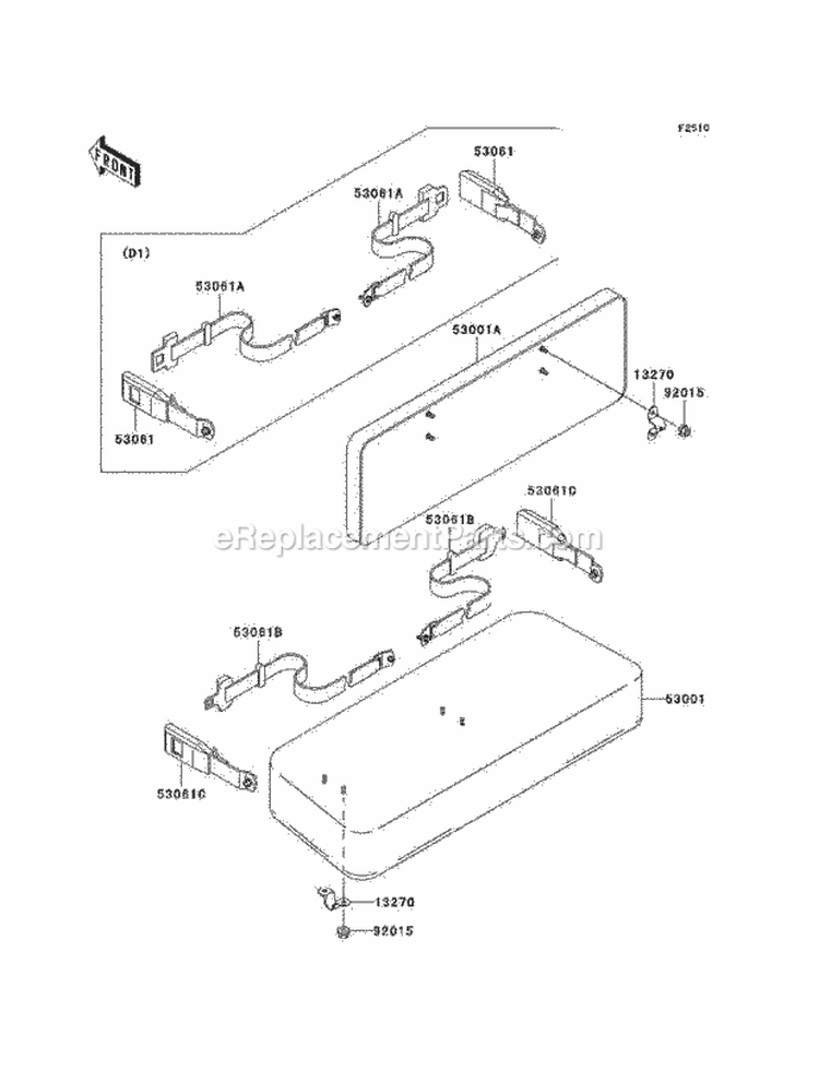 Seat Diagram and Parts List for KAF300-D2  Kawasaki 