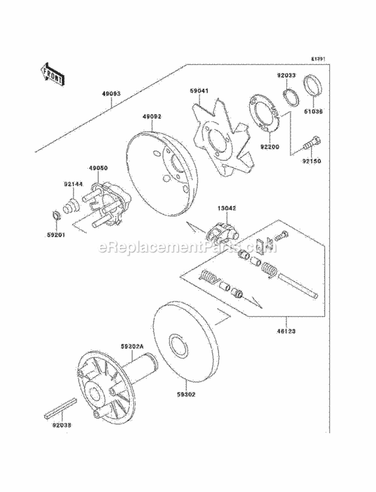 Drive Converter Diagram and Parts List for KAF300-D2  Kawasaki 