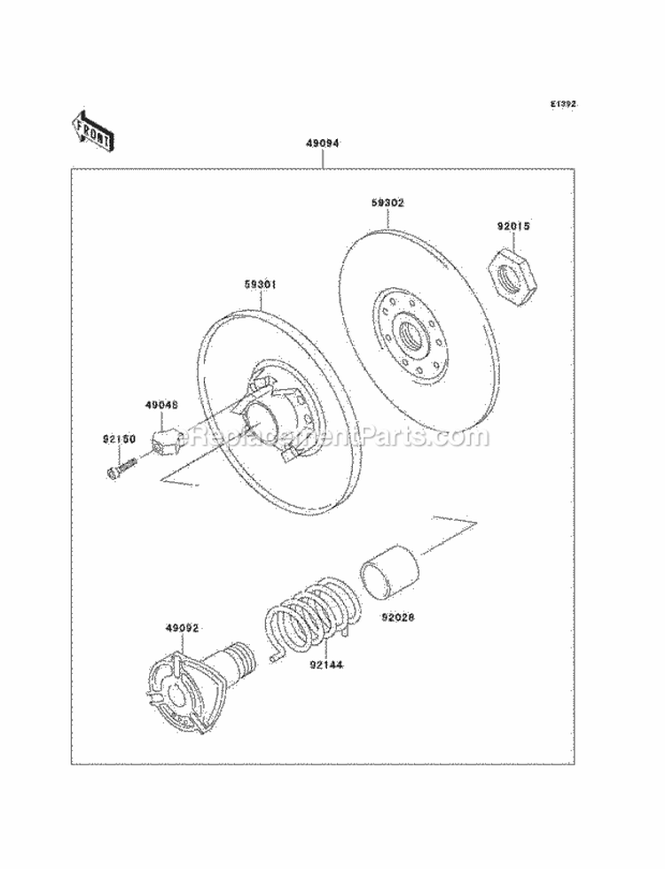 Driven Converter Diagram and Parts List for KAF300-D2  Kawasaki 