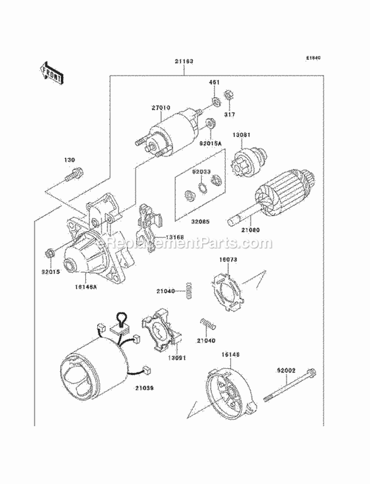 Starter Motor Diagram and Parts List for KAF300-C6  Kawasaki 