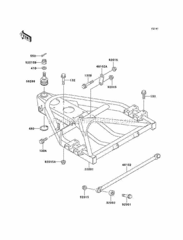 Swingarm Diagram and Parts List for KAF300-C6  Kawasaki 