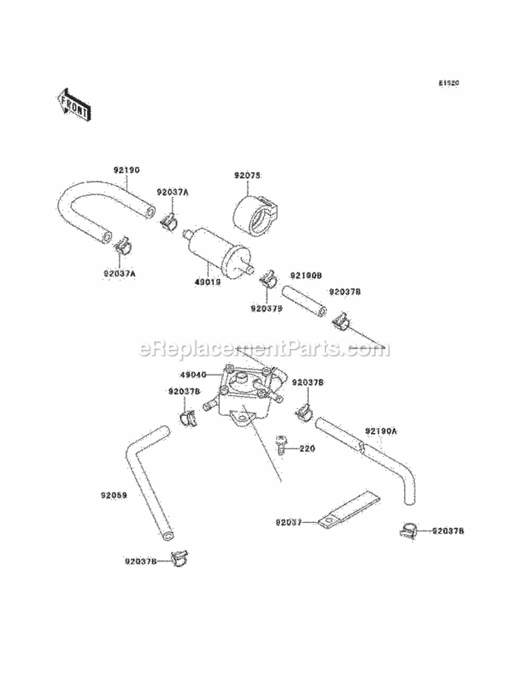 Fuel Pump Diagram and Parts List for KAF300-C6  Kawasaki 