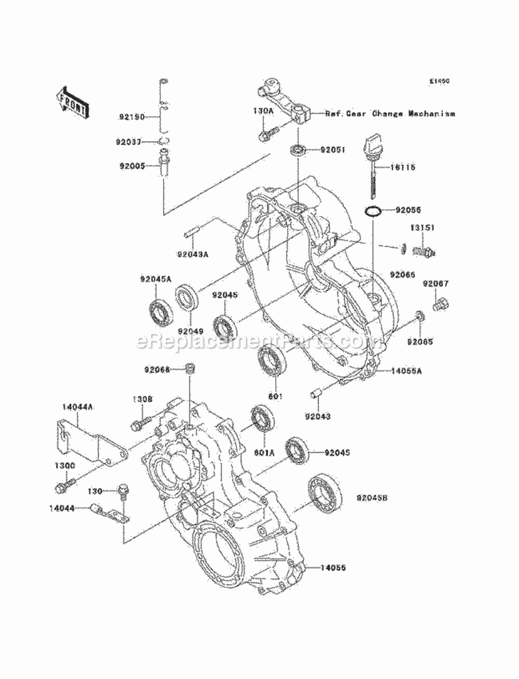 Gear Box Diagram and Parts List for KAF300-C6  Kawasaki 