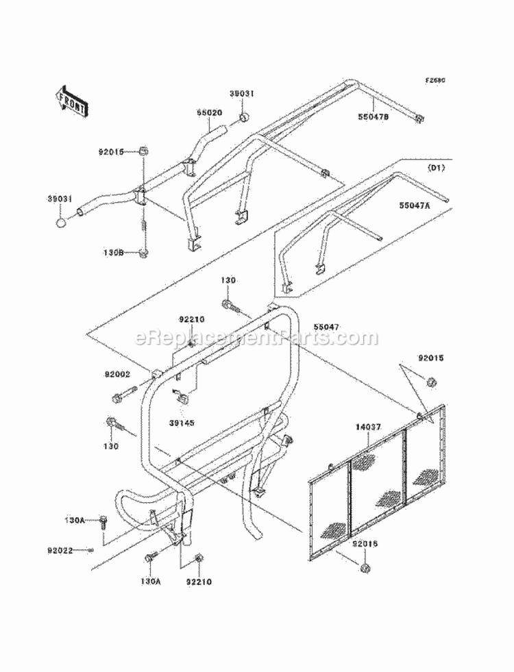 Guards Diagram and Parts List for KAF300-D2  Kawasaki 