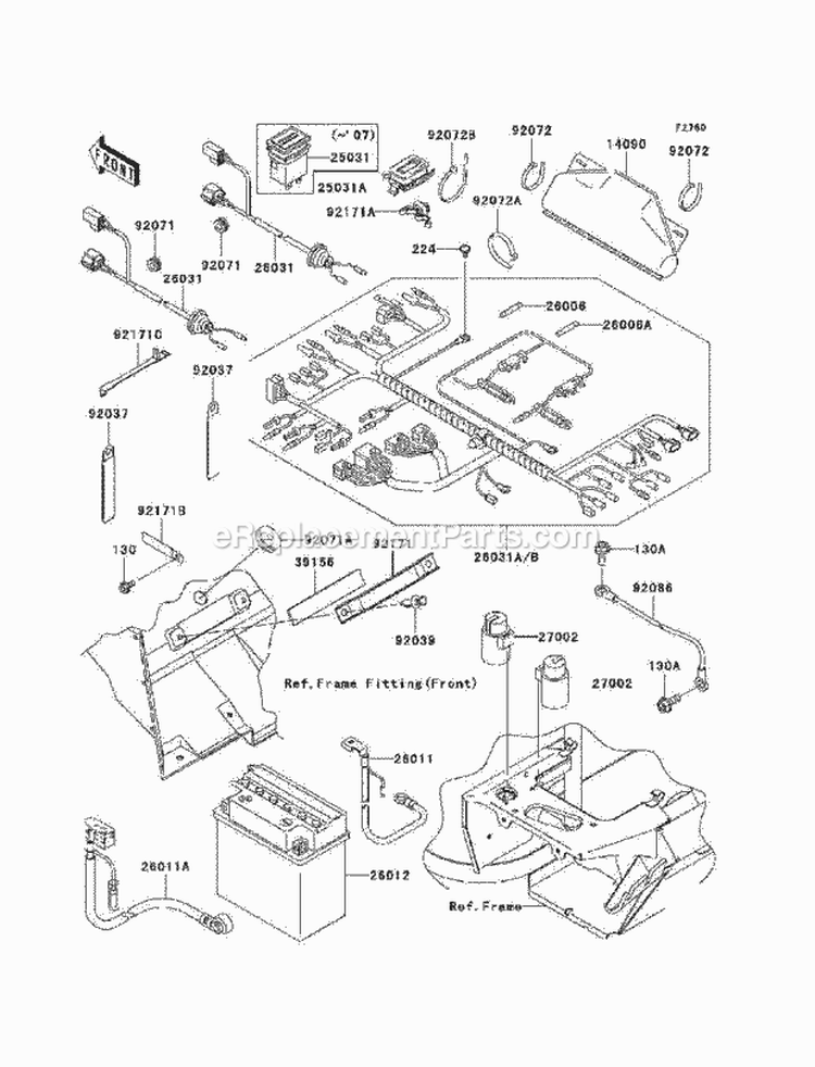 Chassis Electrical Equipment Diagram and Parts List for KAF400-A9F 2009 Kawasaki 