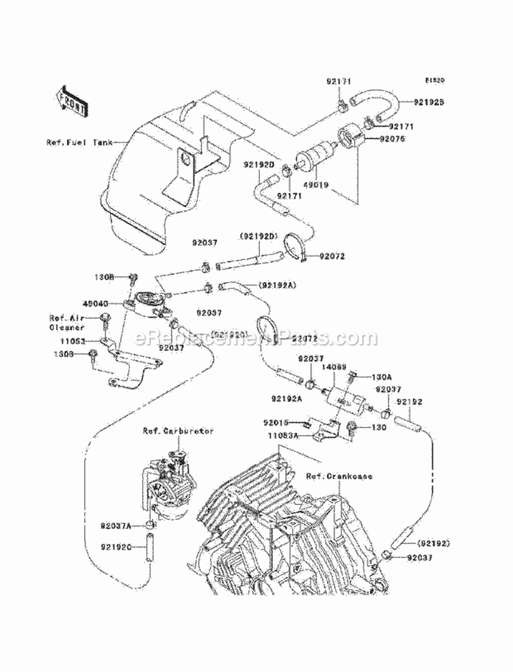 Fuel Pump Diagram and Parts List for KAF400-A9F 2009 Kawasaki 