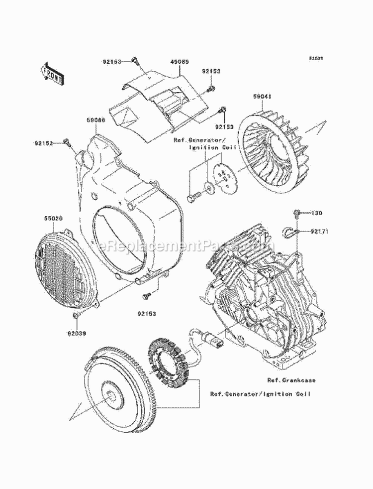 Cooling Diagram and Parts List for KAF400-A9F 2009 Kawasaki 