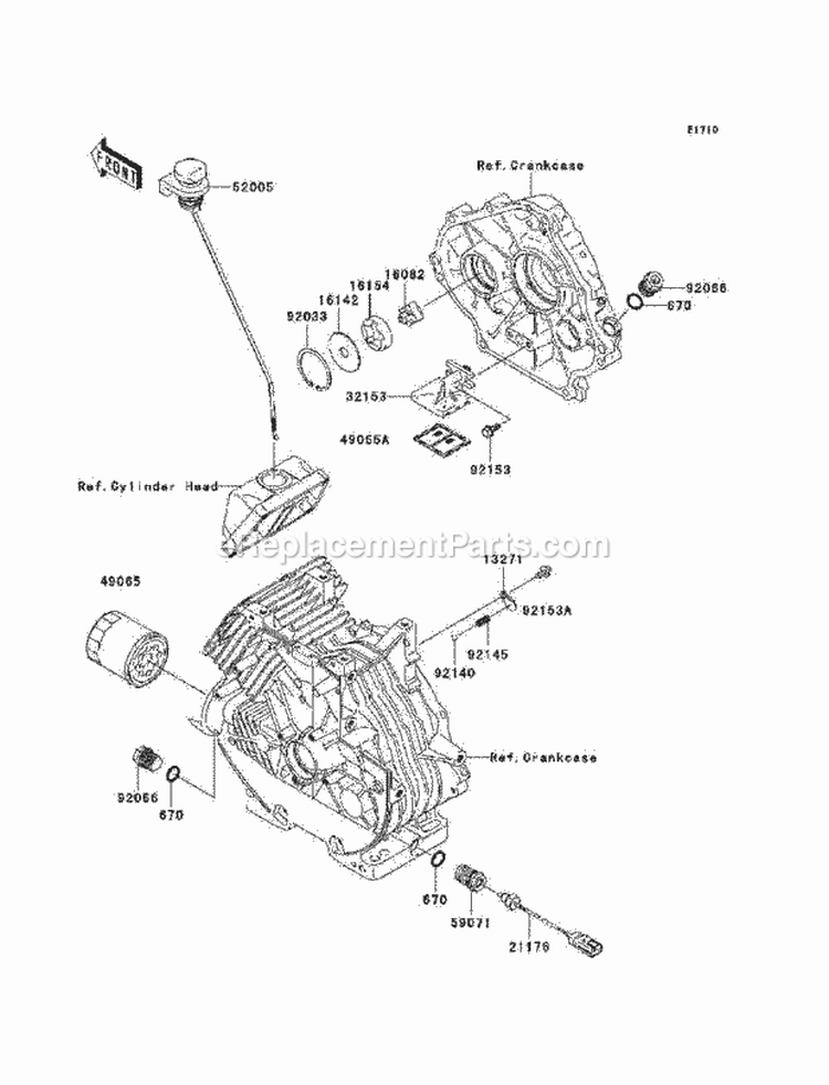 Oil Pump/Oil Filter Diagram and Parts List for KAF400-A9F 2009 Kawasaki 