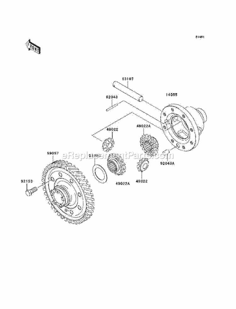 Differential Diagram and Parts List for KAF400-A9F 2009 Kawasaki 