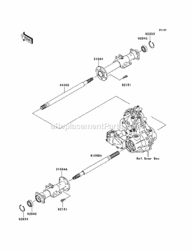 Rear Axle Diagram and Parts List for KAF400-A9F 2009 Kawasaki 