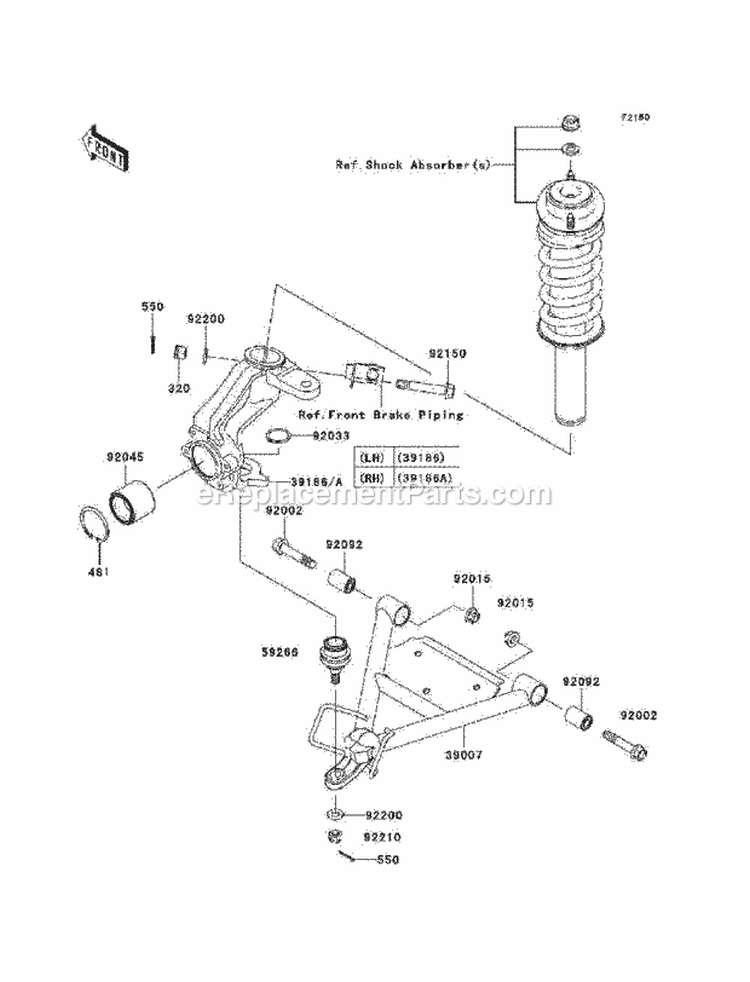 Suspension Diagram and Parts List for KAF400-A9F 2009 Kawasaki 