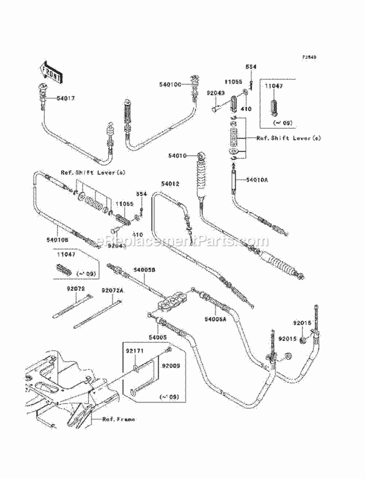 Cables Diagram and Parts List for KAF400-AAF 2010 Kawasaki 