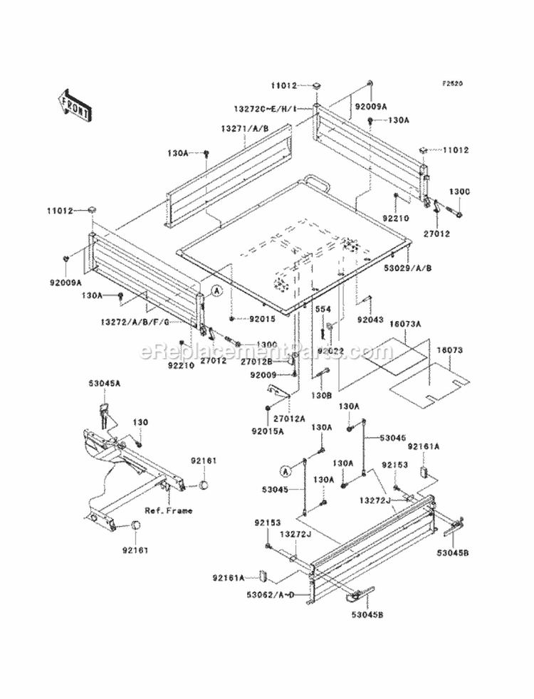 Carriers Diagram and Parts List for KAF400-ACF 2012 Kawasaki 