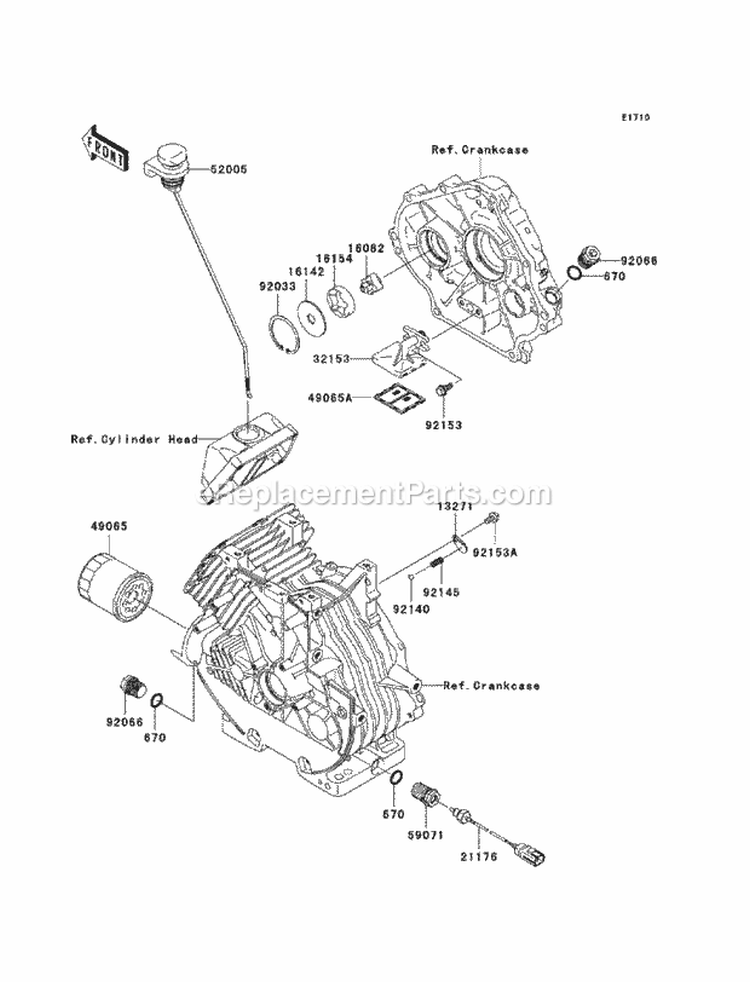 Oil Pump/Oil Filter Diagram and Parts List for KAF400-ACF 2012 Kawasaki 