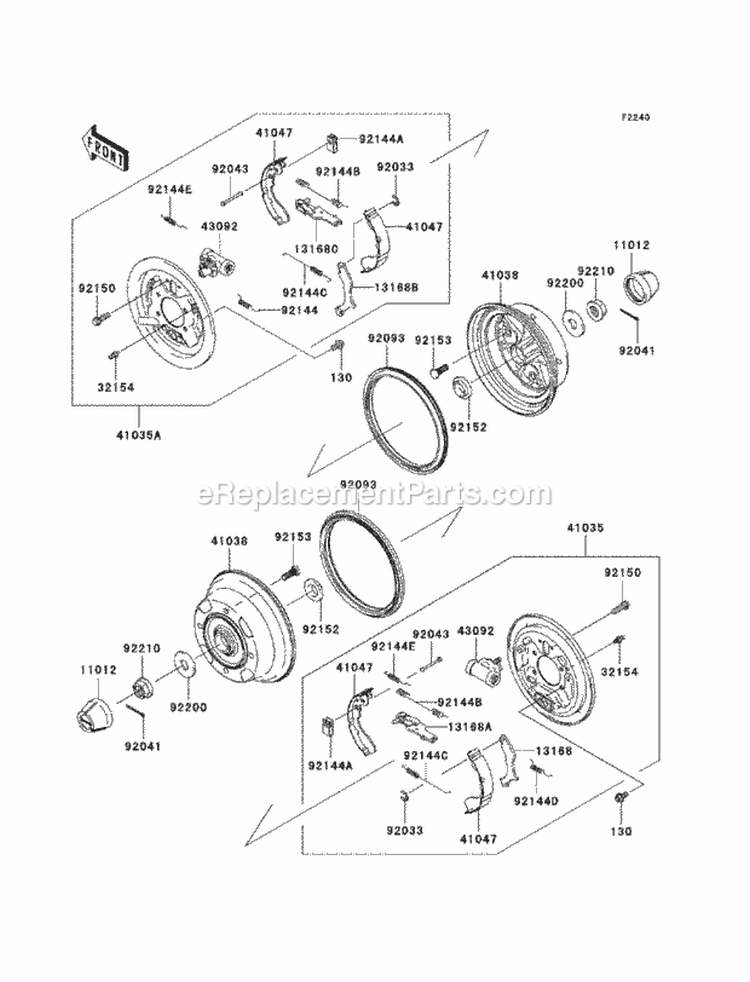 Rear Hubs/Brakes Diagram and Parts List for KAF400-ACF 2012 Kawasaki 