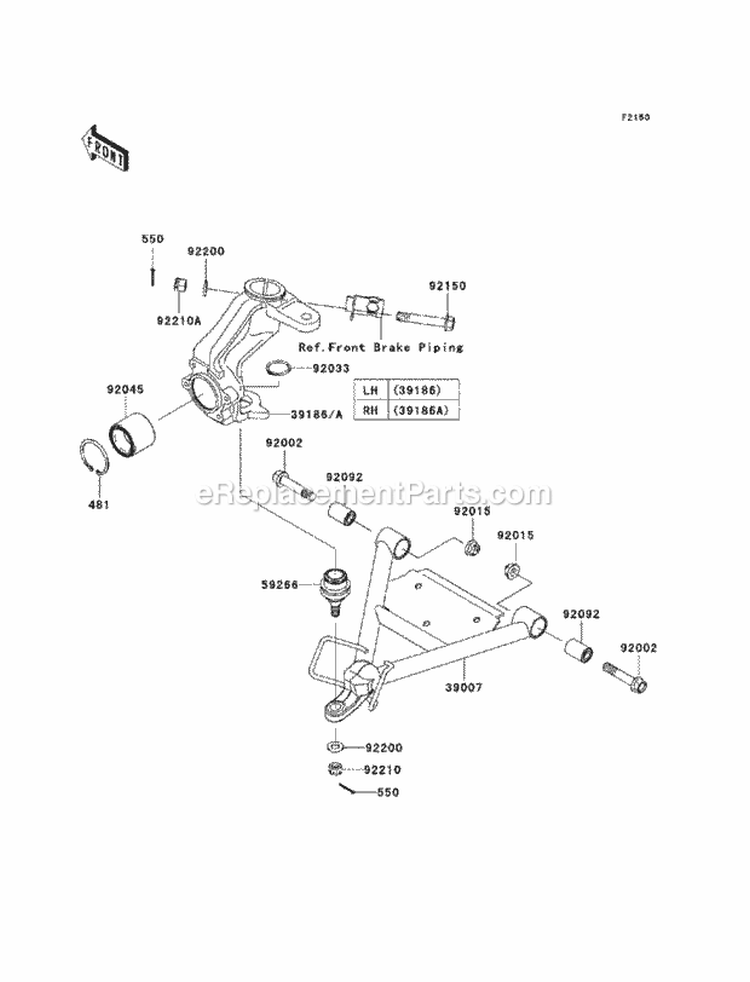 Suspension Diagram and Parts List for KAF400-ABF 2011 Kawasaki 