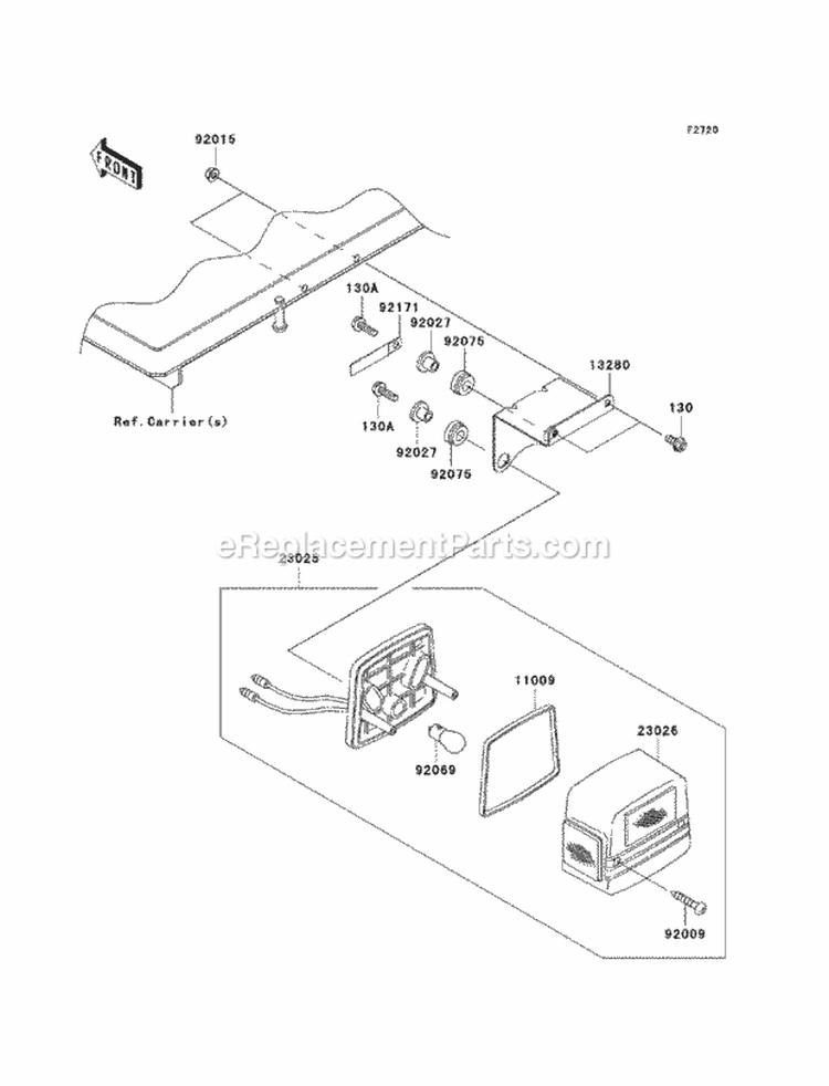 Taillights Diagram and Parts List for KAF400-ACF 2012 Kawasaki 
