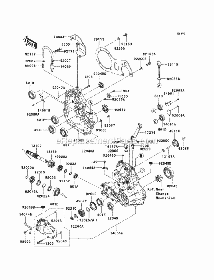 Gear Box Diagram and Parts List for KAF400-ACF 2012 Kawasaki 