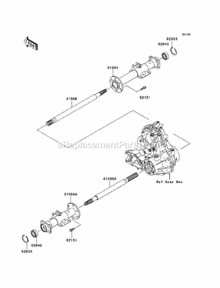 Rear Axle Diagram and Parts List for KAF400-A6F 2006 Kawasaki 