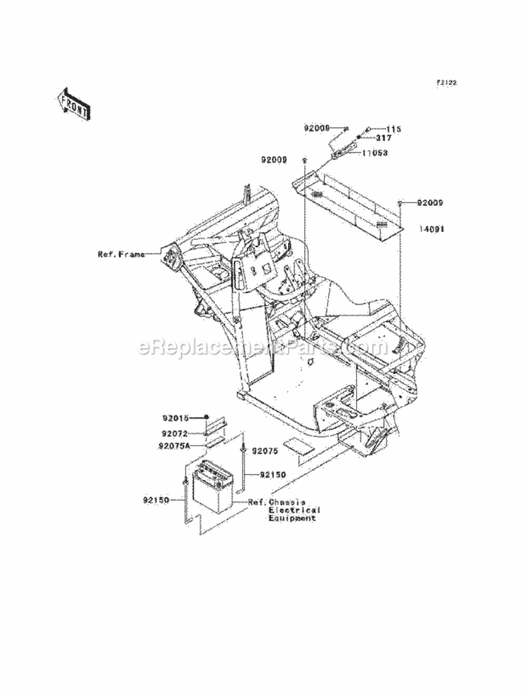 Engine Mount Diagram and Parts List for KAF400-B1 2005 Kawasaki 