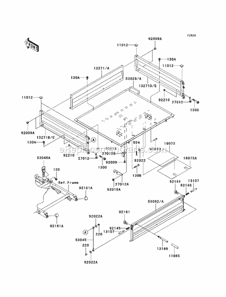 Carriers Diagram and Parts List for KAF400-B7F 2007 Kawasaki 