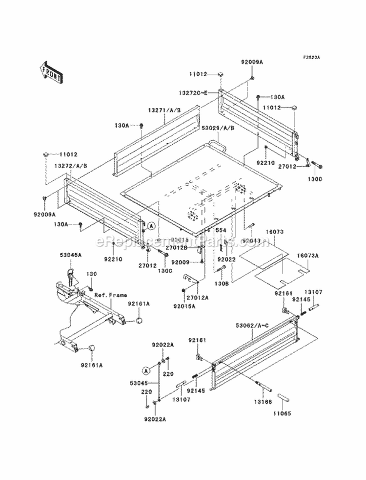 Carriers Diagram and Parts List for KAF400-B9F 2009 Kawasaki 