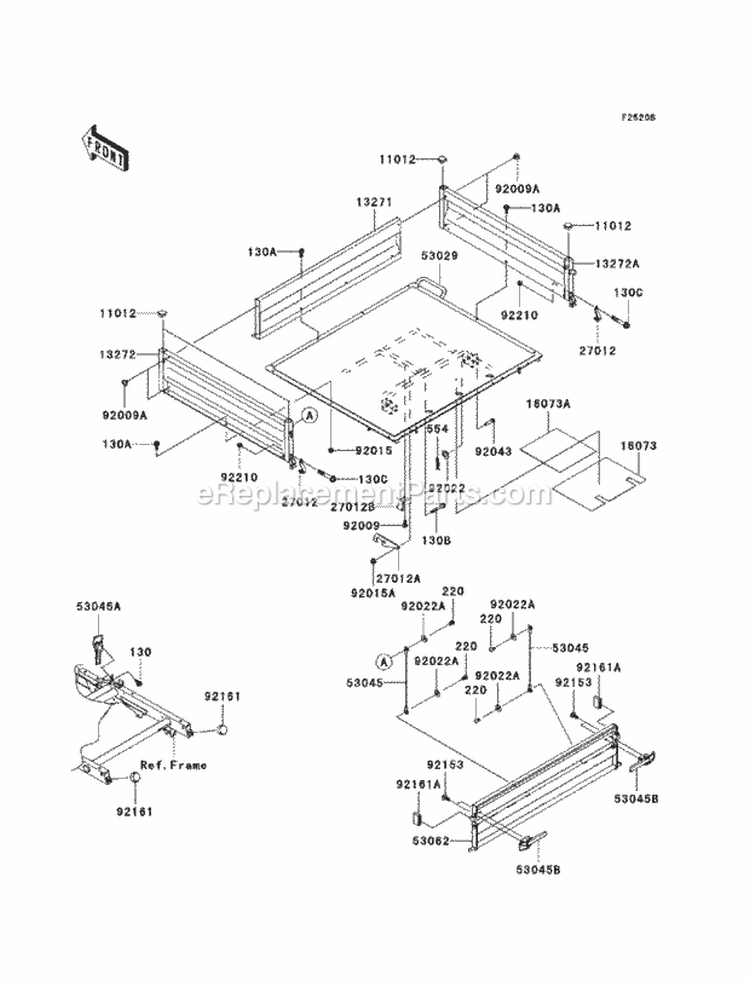 Carriers Diagram and Parts List for KAF400-BAF 2010 Kawasaki 