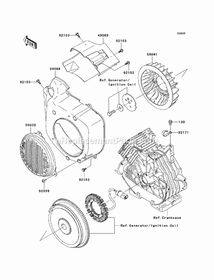 Cooling Diagram and Parts List for KAF400-BAF 2010 Kawasaki 
