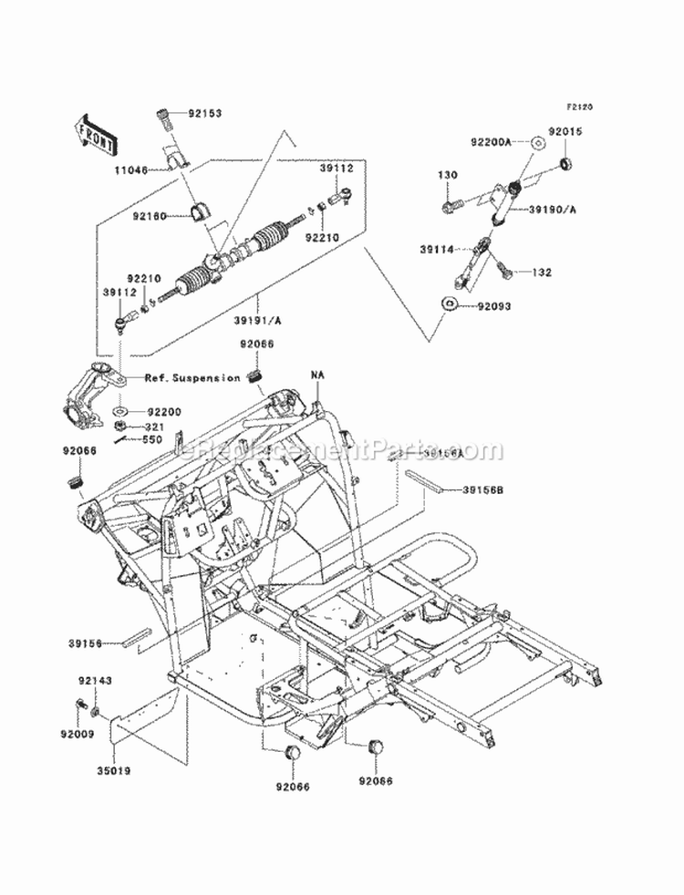 Frame Diagram and Parts List for KAF400-BAF 2010 Kawasaki 