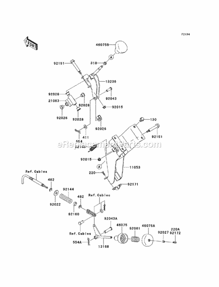Shift Levers Diagram and Parts List for KAF400-BAF 2010 Kawasaki 
