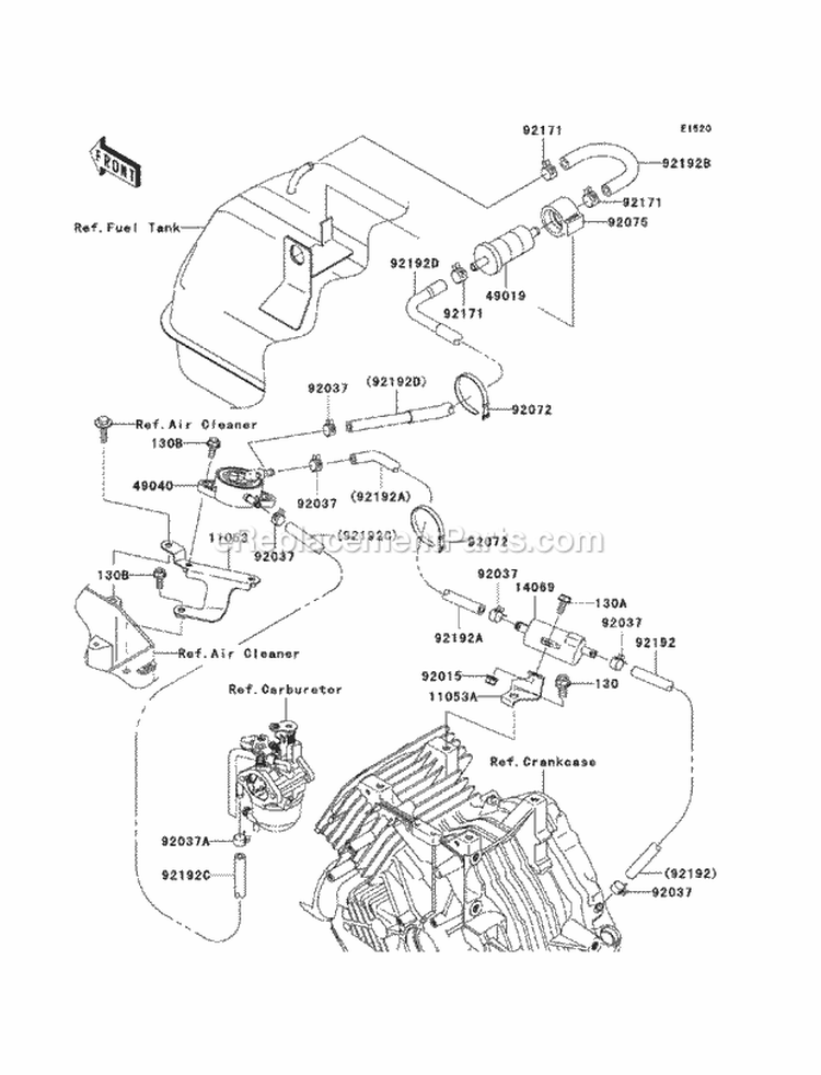 Fuel Pump Diagram and Parts List for KAF400-B8F 2008 Kawasaki 