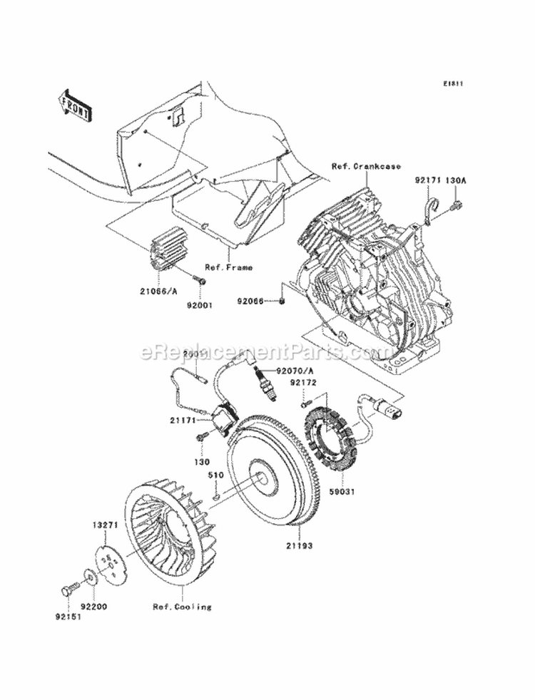 Generator/Ignition Coil Diagram and Parts List for KAF400-BAF 2010 Kawasaki 