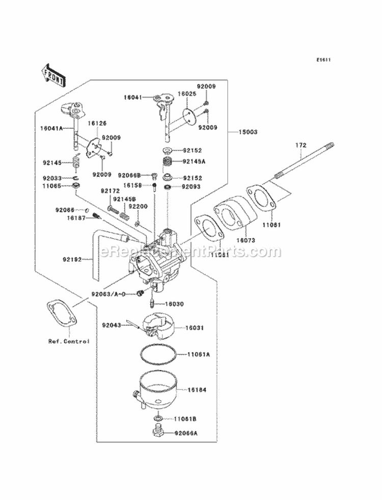 Carburetor Diagram and Parts List for KAF400-BAF 2010 Kawasaki 