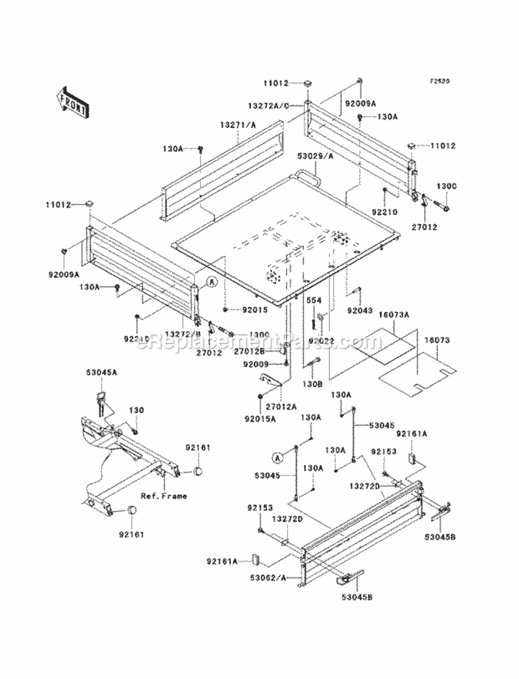 Carriers Diagram and Parts List for KAF400-BCF 2012 Kawasaki 