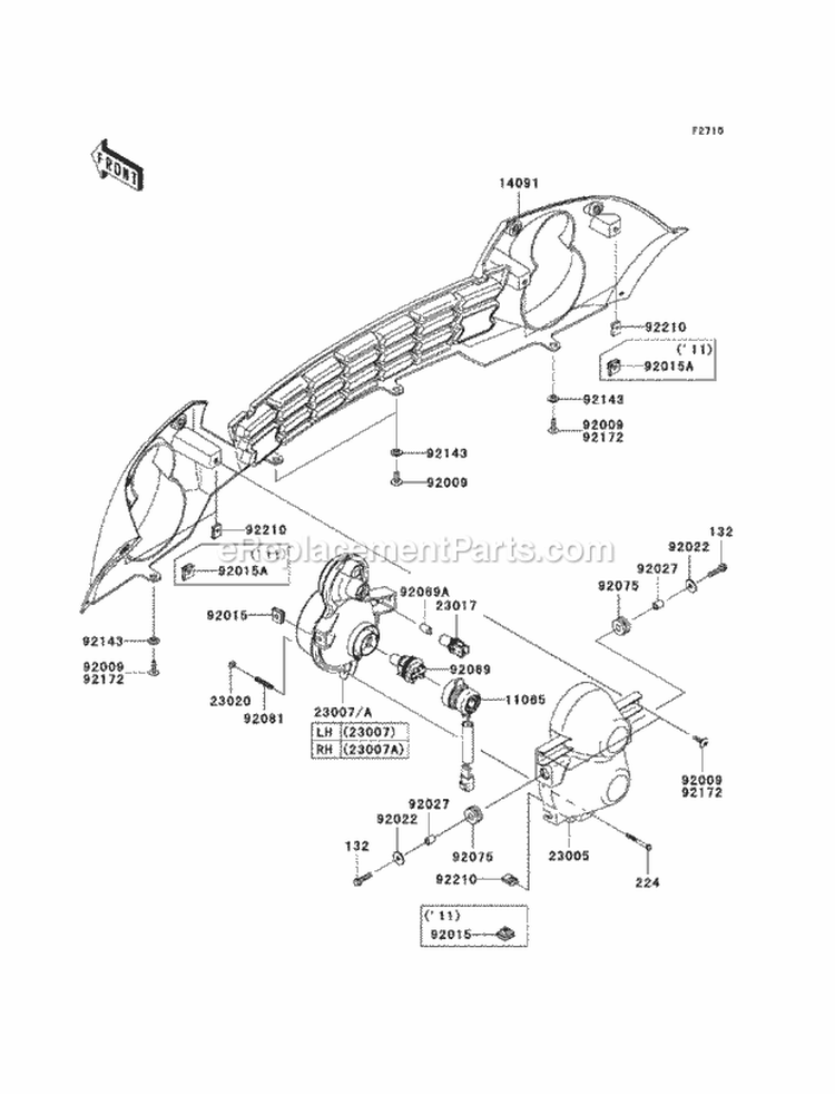 Headlights Diagram and Parts List for KAF400-BCF 2012 Kawasaki 