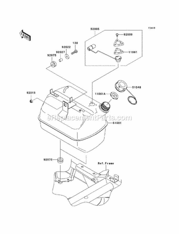 Fuel Tank Diagram and Parts List for KAF400-BCF 2012 Kawasaki 