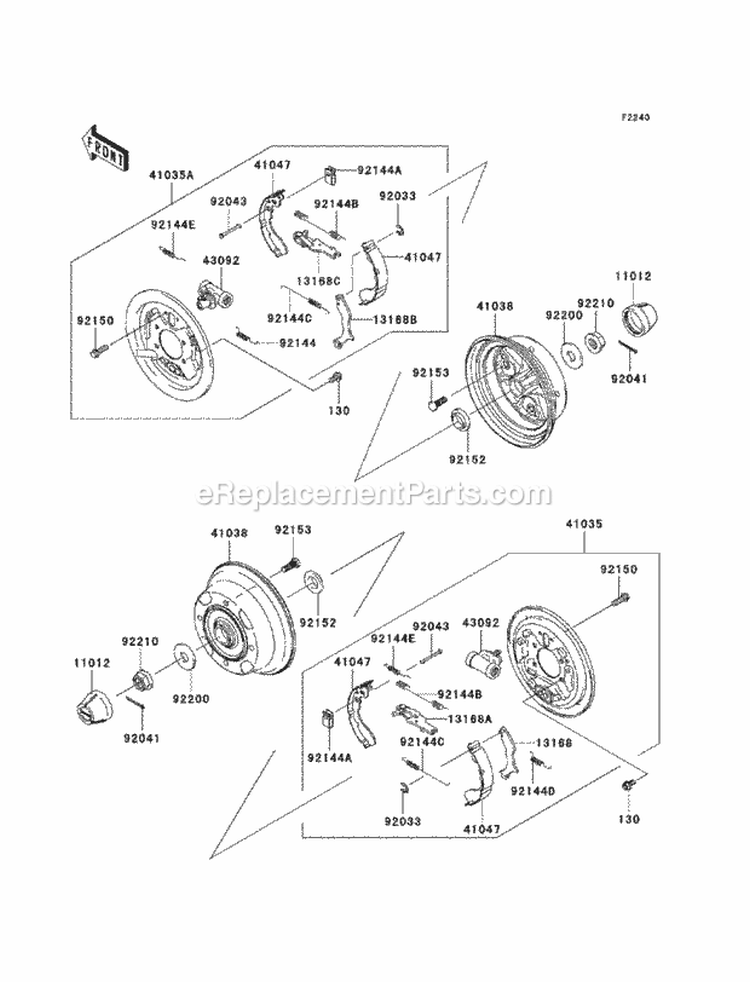 Rear Hubs/Brakes Diagram and Parts List for KAF400-BCF 2012 Kawasaki 
