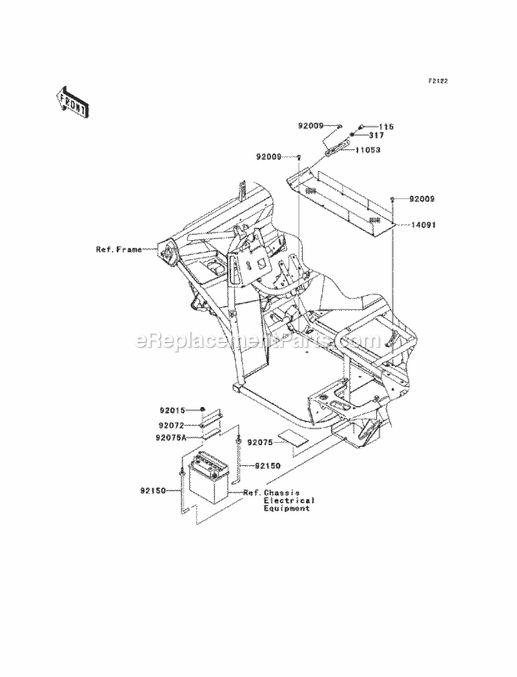 Engine Mount Diagram and Parts List for KAF400-B7F 2007 Kawasaki 
