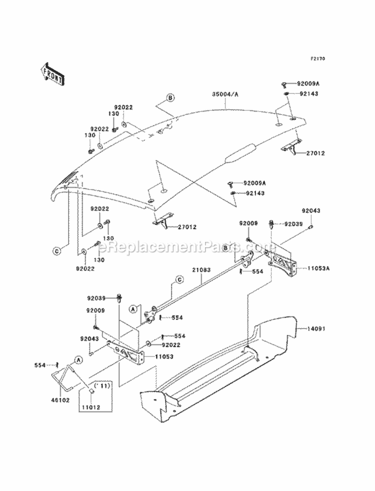 Fenders Diagram and Parts List for KAF400-BCF 2012 Kawasaki 