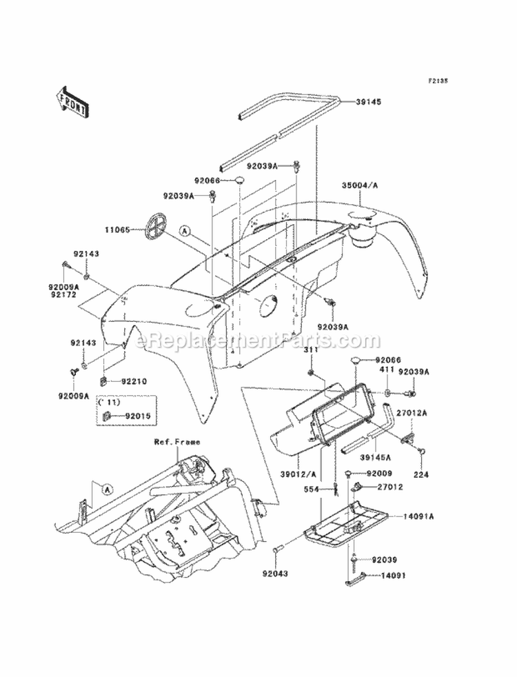 Front Box Diagram and Parts List for KAF400-BCF 2012 Kawasaki 