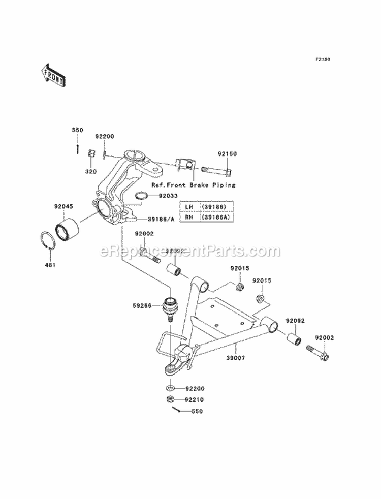 Suspension Diagram and Parts List for KAF400-A6F 2006 Kawasaki 