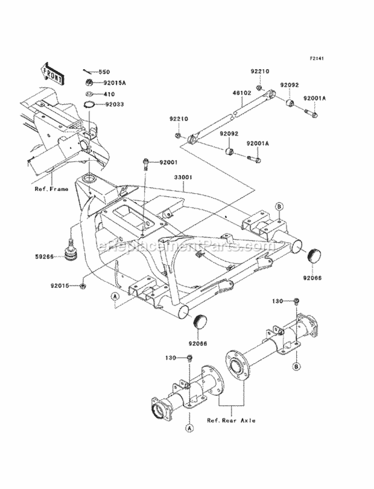 Swingarm Diagram and Parts List for KAF400-BCF 2012 Kawasaki 