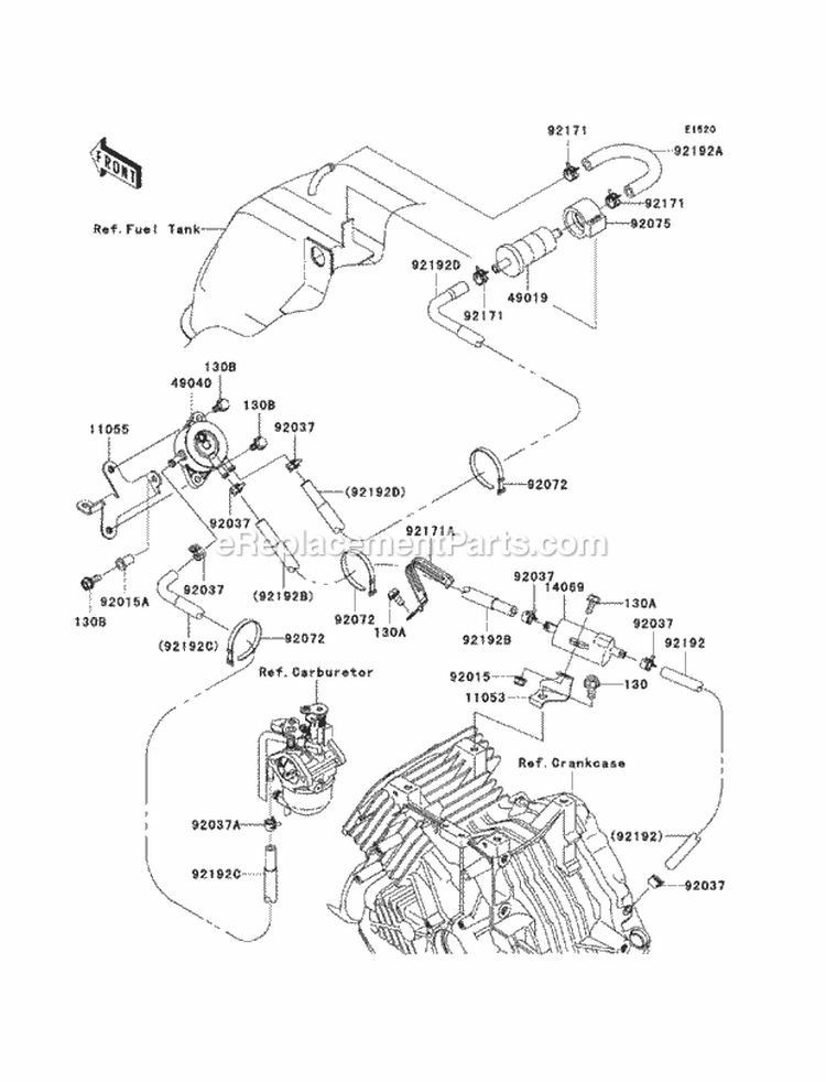 Fuel Pump Diagram and Parts List for KAF400-BCF 2012 Kawasaki 
