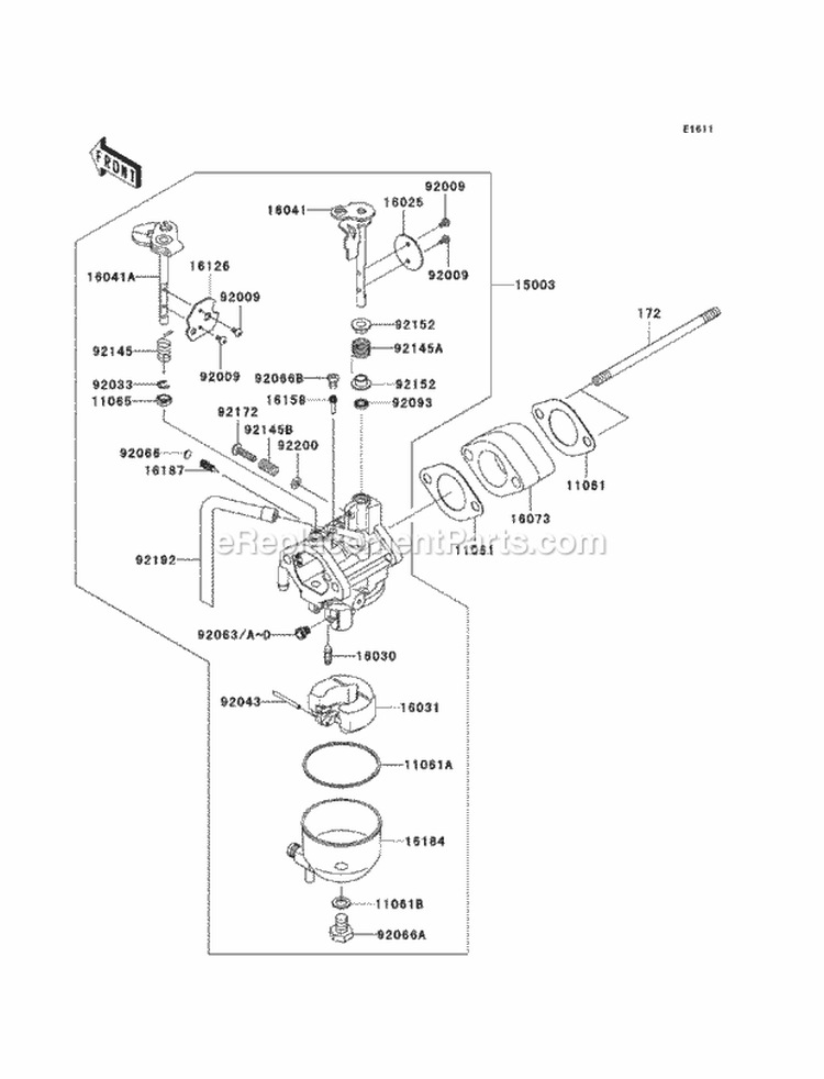 Carburetor Diagram and Parts List for KAF400-B7F 2007 Kawasaki 