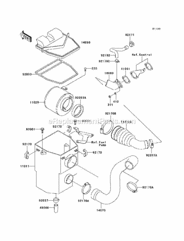 Air Cleaner Diagram and Parts List for KAF400-A1 2005 Kawasaki 
