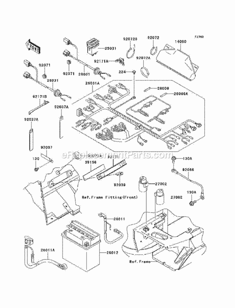 Chassis Electrical Equipment Diagram and Parts List for KAF400-A1 2005 Kawasaki 